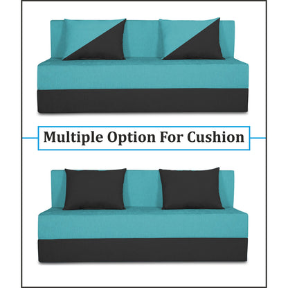 Adorn India Easy Desmond 3 Seater Sofa Cum Bed 5 x 6 (Aqua Blue & Black)
