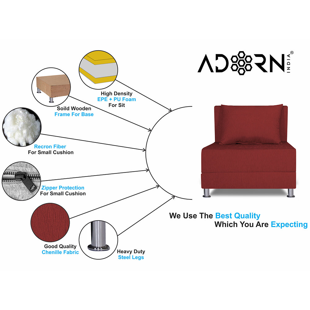 Adorn India Easy Alyn Plus Decent 1 Seater Sofa Cum Bed (2.5x6) (Maroon)