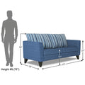 Adorn India Lawson Stripes 3 Seater Sofa (Blue)