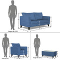 Adorn India Enzo Decent 3+1+1 5 Seater Sofa Set with Centre Table (Blue)
