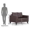 Adorn India Straight line Plus Leatherette 2 Seater Sofa (Brown) (3 Year Warranty)