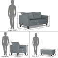 Adorn India Enzo Decent 3+1+1 5 Seater Sofa Set with Centre Table (Grey)