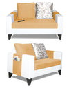 Adorn India Ashley Digitel Print Leatherette 3-2 Five Seater Sofa Set (Beige & White)
