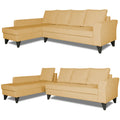 Adorn India Maddox Plain L Shape 6 Seater Sofa Set LHS (Beige) (3 Year Warranty)