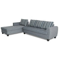 Raiden Stripes L Shape 6 Seater Sofa Set with Center Table (Left Hand Side) (Grey)