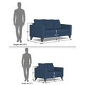 Adorn India Hallton Tufted 3-2 Five Seater Sofa Set (Blue)  (3 Year Warranty)