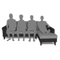 Adorn India Maddox Plain Two Tone L Shape 6 Seater Sofa Set RHS (Grey & Black) (3 Year Warranty)