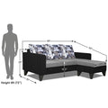 Adorn India Hallton L Shape 4 Seater Sofa Set Digital Print (Black & Grey) (3 Year Warranty)