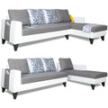 Adorn India Ashley Leatherette Fabric L Shape 6 Seater Sofa Set Digitel Print (Right Hand Side) (Grey & White) (3 Year Warranty)
