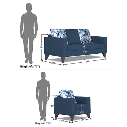 Adorn India Hallton Digitel Print Cushion 3-1-1 Five Seater Sofa Set (Blue)