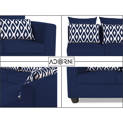 Adorn India Poland L Shape 6 Seater Sofa Set (Left Side) (Blue)