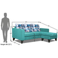 Adorn India Wood Hallton L Shape 4 Seater Sofa Set Digital Print (Aqua Blue) (3 Year Warranty)