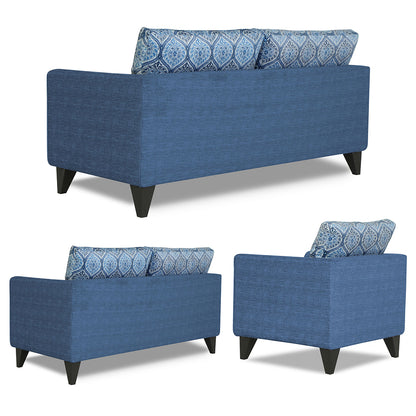 Adorn India Cortina Damask 3+2+1 6 Seater Sofa Set with Centre Table (Blue) Modern