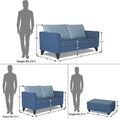 Tornado Bricks 3+2 5 Seater Sofa Set with Centre Table (Blue)