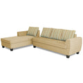 Raiden Stripes L Shape 6 Seater Sofa Set with Center Table (Left Hand Side) (Beige)