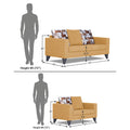 Adorn India Hallton Digitel Print Cushion 3+2 5 Seater Sofa Set (Beige) (3 Year Warranty)