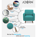 Adorn India Damian 1 Seater Sofa (Aqua Blue) (3 Year Warranty)