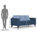 Adorn India Straight Line Plus Stripes 3 Seater Sofa (Blue) (3 Year Warranty)