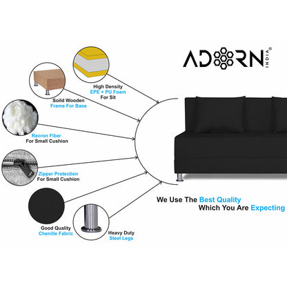 Adorn India Easy Alyn Plus Decent 3 Seater Sofa Cum Bed (5x6) (Black)