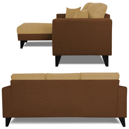 Adorn India Martin L Shape 4 Seater Sofa Set Two Tone (Left Hand Side) (Brown & Beige)