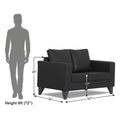 Adorn India Straight line Plus Leatherette 2 Seater Sofa (Black) (3 Year Warranty)