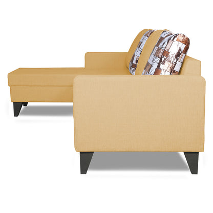 Adorn India Hallton L Shape 5 Seater Sofa Set Digitel Print (Left Hand Side) (Beige)