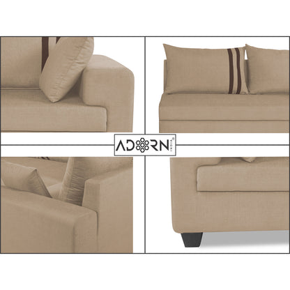 Adorn India Winston L Shape 6 Seater Sofa Set (Right Side) (Beige)