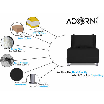 Adorn India Easy Alyn Plus Decent 1 Seater Sofa Cum Bed (2.5x6) (Black)