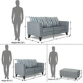Adorn India Lawson Stripes 3+2 5 Seater Sofa Set with Centre Table (Grey)