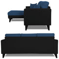Adorn India Martin L Shape 4 Seater Sofa Set Two Tone Left Hand Side (Blue & Black) (3 Year Warranty)