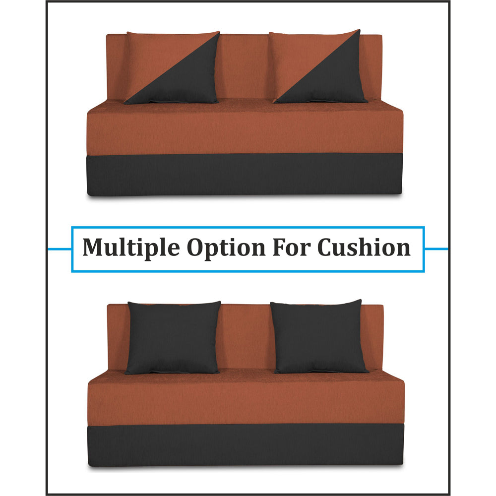 Adorn India Easy Desmond 2 Seater Sofa Cum Bed 4 x 6 (Rust & Black)