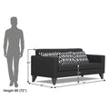 Adorn India Bladen Leatherette 3 Seater Sofa (Black)