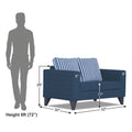 Adorn India Straight Line Plus Stripes 2 Seater Sofa (Blue) (3 Year Warranty)