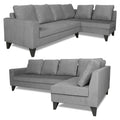 Adorn India Bryson L Shape 6 Seater Sofa Set Plain (Right Hand Side) (Grey) (3 Year Warranty)
