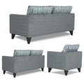 Adorn India Cortina Damask 3+2+1 6 Seater Sofa Set with Centre Table (Grey) Modern