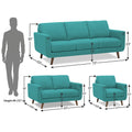 Adorn India Damian 3+2+1 6 Seater Sofa Set (Aqua Blue) (3 Year Warranty)