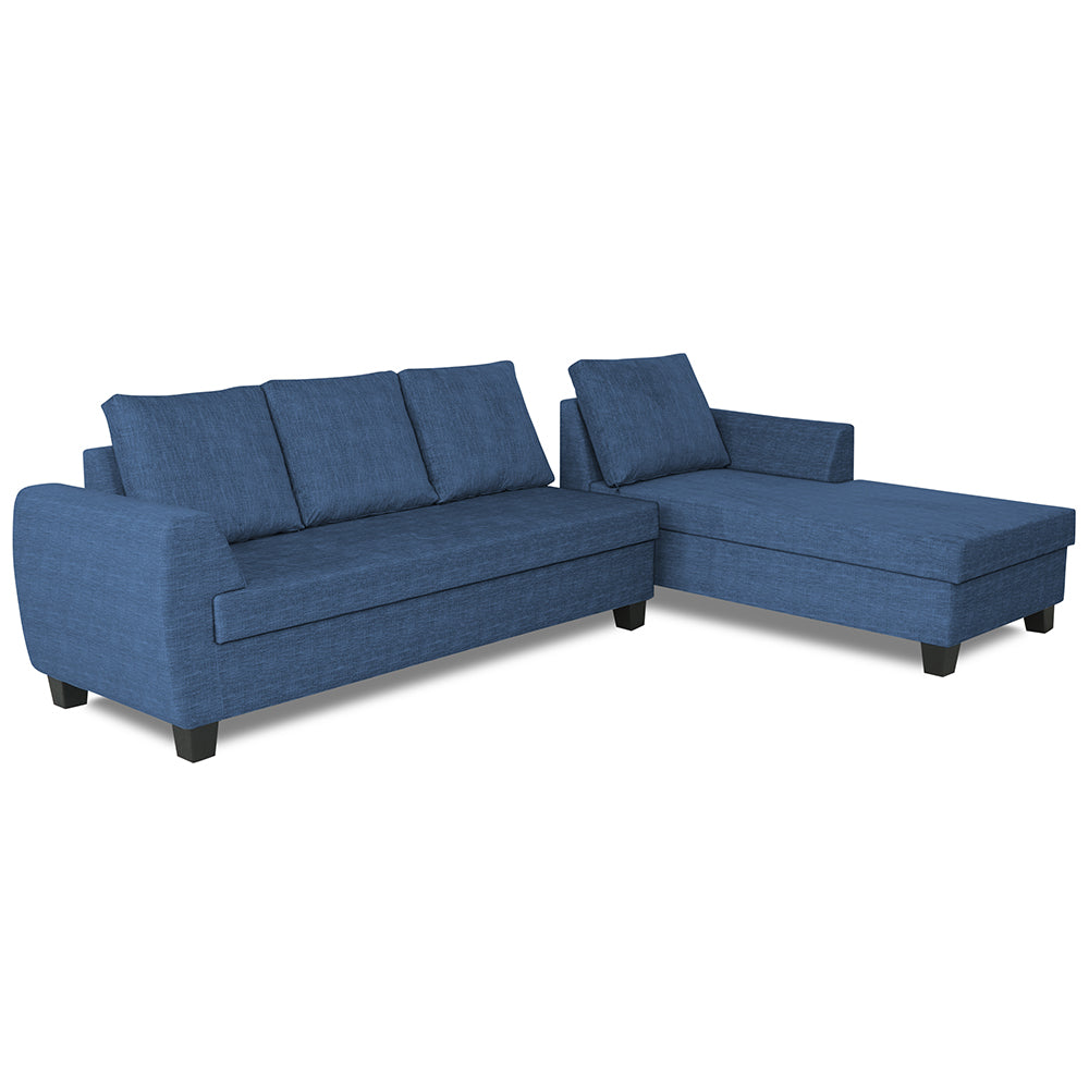 Adorn India Raiden Decent Premium L Shape 6 Seater Sofa Set with Center Table (Right Hand Side) (Blue)