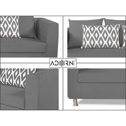 Adorn India Poland 3 Seater Sofa (Grey)