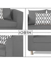 Adorn India Poland 3 Seater Sofa (Grey)