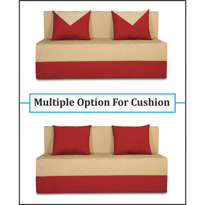 Adorn India Easy Boom 2 Seater Sofa Cum Bed 4 x 6 (Red & Beige)