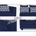 Adorn India Poland L Shape 5 Seater Sofa Set - Right Side (Blue)