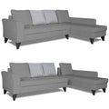Adorn India Maddox Stripes L Shape 6 Seater Sofa Set RHS (Grey) (3 Year Warranty)