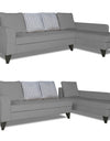Adorn India Maddox L Shape 6 Seater Sofa Set Stripes (Right Hand Side) (Grey)