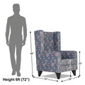 Adorn India Christopher 1 Seater Wing Chair Floral Print (Grey)
