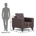 Adorn India Straight line Plus Leatherette 1 Seater Sofa (Brown) (3 Year Warranty)