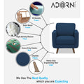 Adorn India Damian 1 Seater Sofa (Blue) (3 Year Warranty)