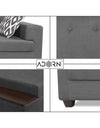 Adorn India Blazer L Shape 6 Seater Sofa Set (Right Side) (Grey)