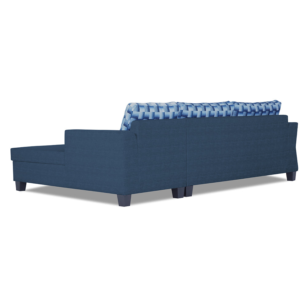 Adorn India Alexia Plus Bricks L Shape 6 Seater Sofa Set (Right Hand Side) (Blue)