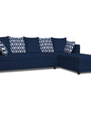 Adorn India Zink Straight line L Shape 6 Seater Sofa Rhombus Cushion(Blue)