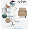 Adorn India Damian 1 Seater Sofa (Beige) (3 Year Warranty)